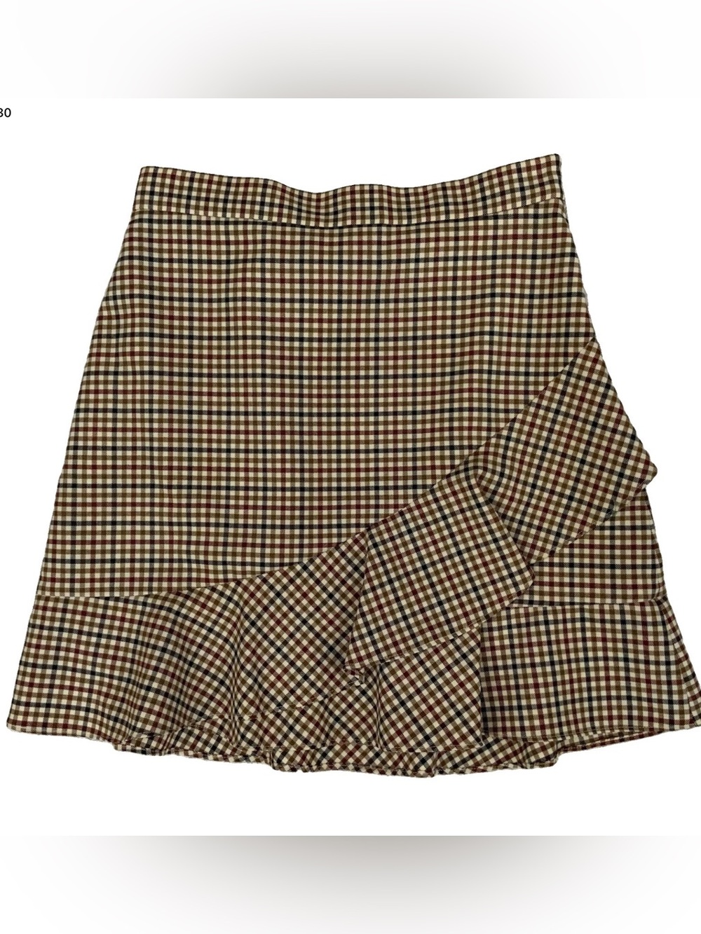 Brooks Brothers Women’s Size 6 A-Line Plaid Check Ruffle Skirt Lined Wool Blend